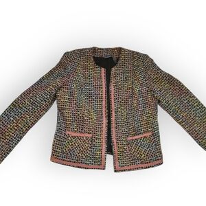 Hillard&Hanson Multi Color Tweed Style Blazer 14 Chanelcore‎ Office Career Twee